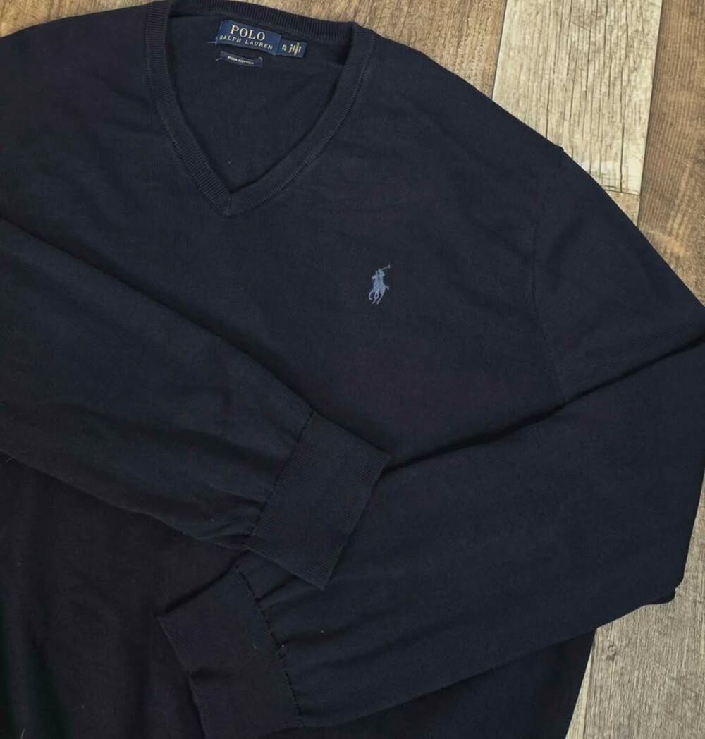Polo Ralph Lauren Pima Cotton Sweater Navy Size XL Quiet Luxury Old Moey Preppy